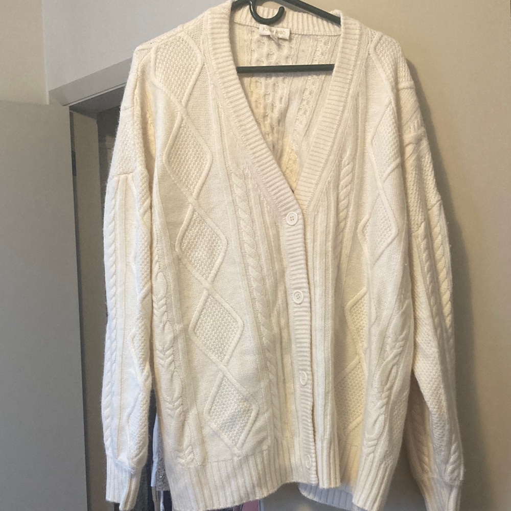 Ronny kobo ivory cable knit cardigan M
